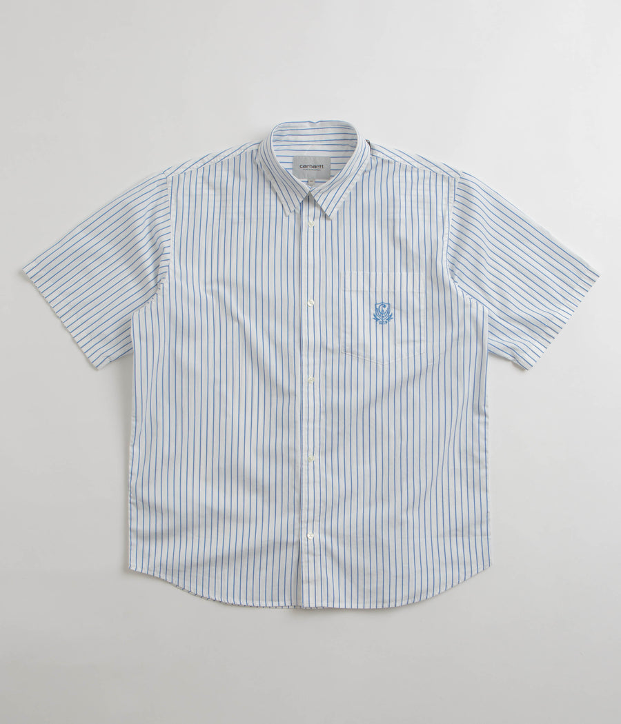 Carhartt Linus Stripe Poplin Short Sleeve Shirt - Bleach / White