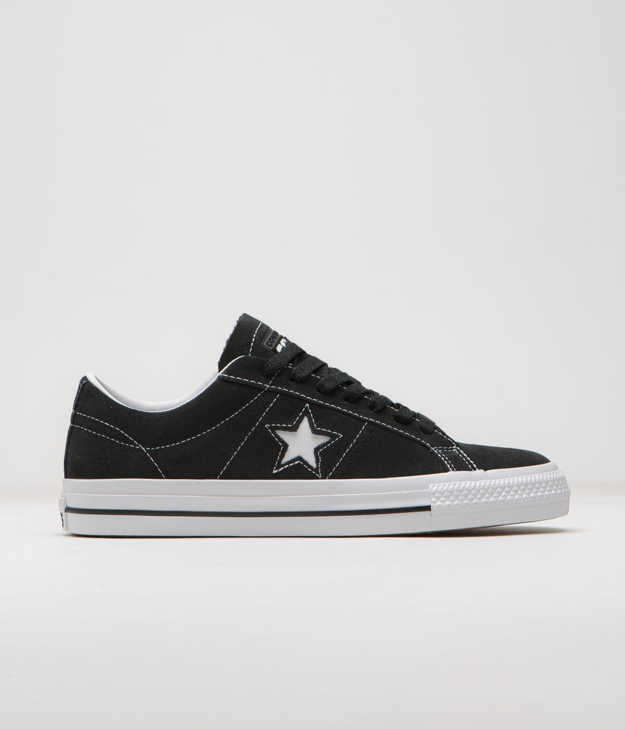 Converse One Star Pro Suede Ox Shoes - Black / Black / White