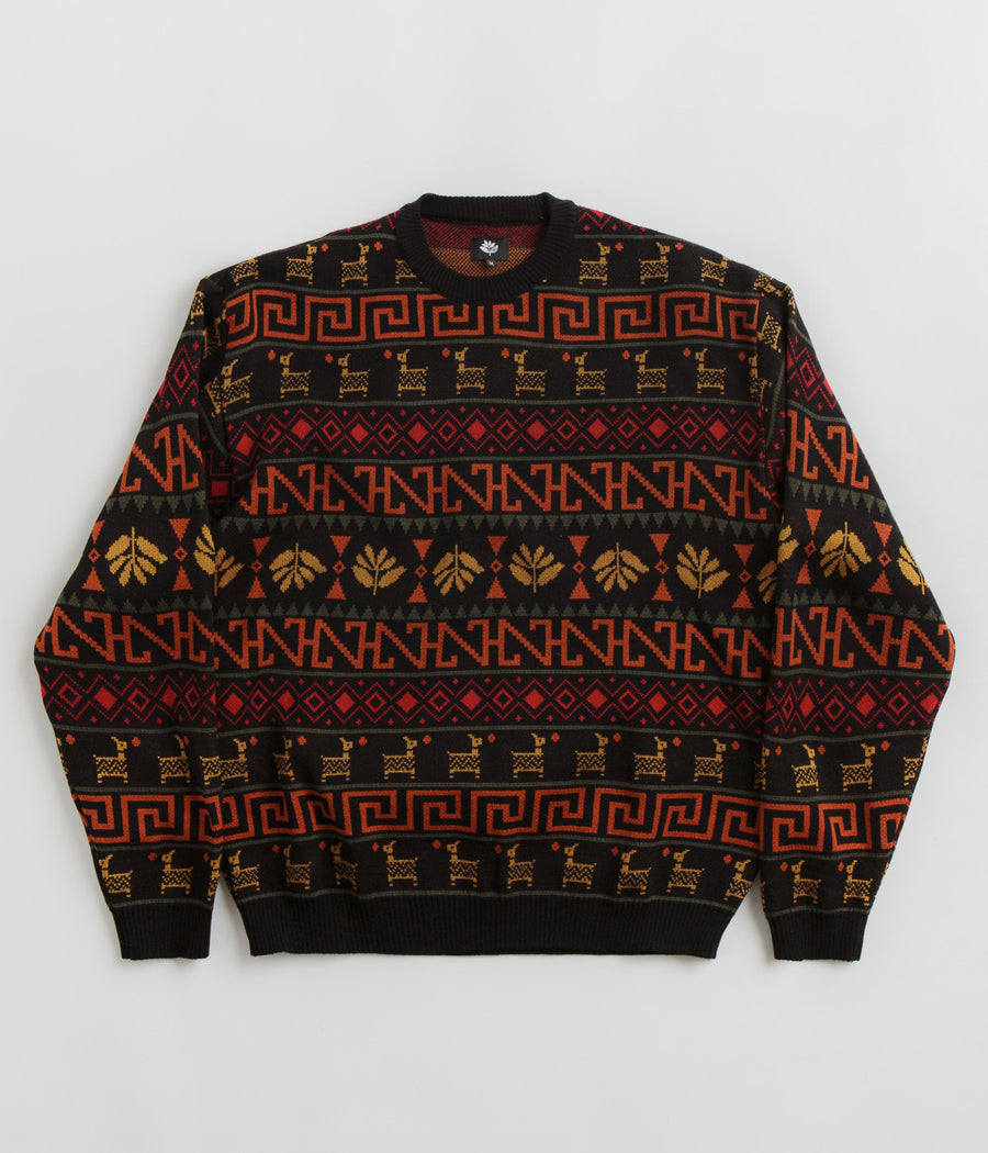 Magenta Peru Knit Crewneck Sweatshirt - Black