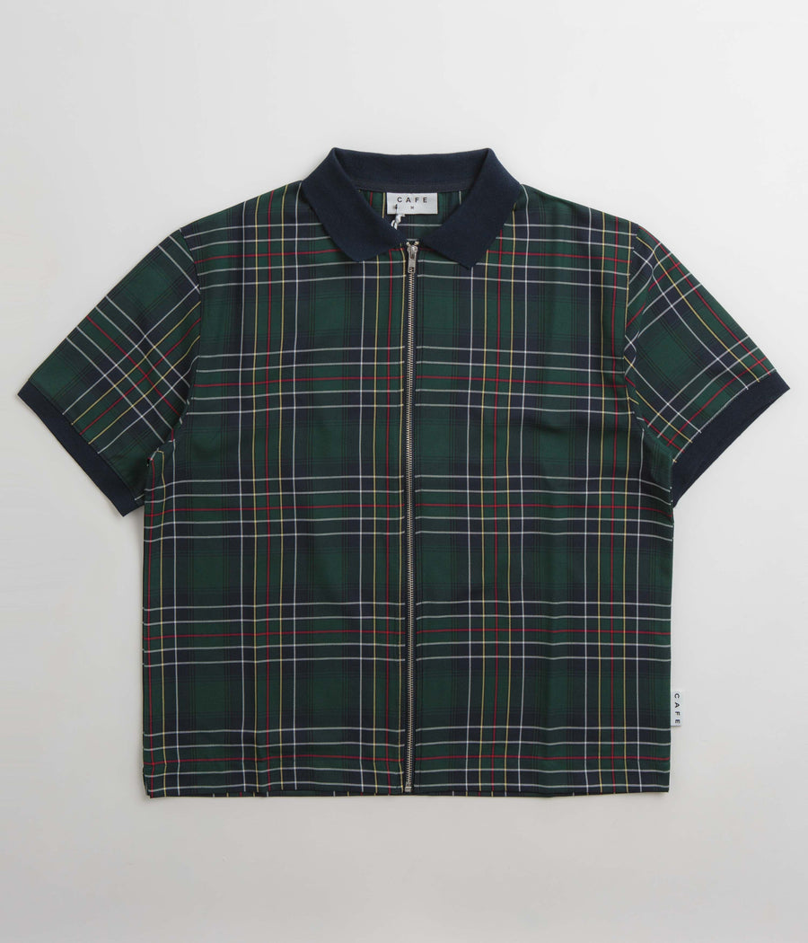 Skateboard Cafe Ogilvie Hunting Tartan Full Zip Shirt - Green / Navy